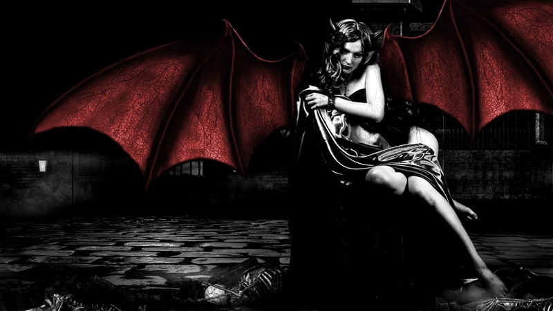 red, representation, statue, craft, human representation, sitting, built structure, indoors, architecture, creativity, sculpture, Succubus, Dark, 1080P