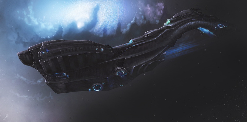 spaceship, science fiction, artwork, 2K, Dmitrii Ustinov