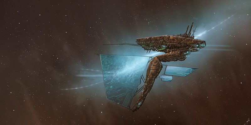 artwork, Dmitrii Ustinov, science fiction, spaceship, 2K