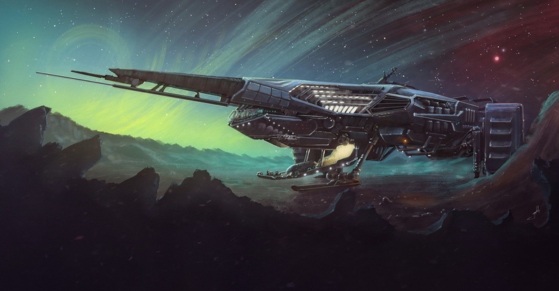 spaceship, vehicle, artwork, 2K, science fiction, Dmitrii Ustinov