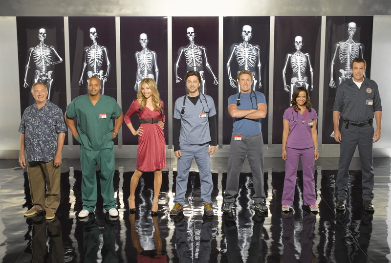 J. D. (Scrubs), Perry Cox, Christopher Turk, Elliot Reid, Sarah Chalke, Neil Flynn, Judy Reyes, Janitor (Scrubs), Ken Jenkins, Carla Espinosa, Bob Kelso