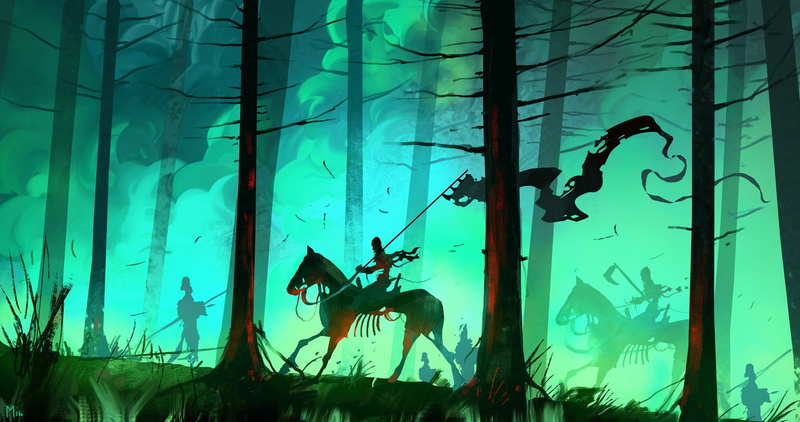 Horse, Dark, Undead, Skeleton, Banner, 1080P