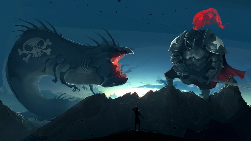 fantasy, drawing, monster, knight, giant, hd, 1080P