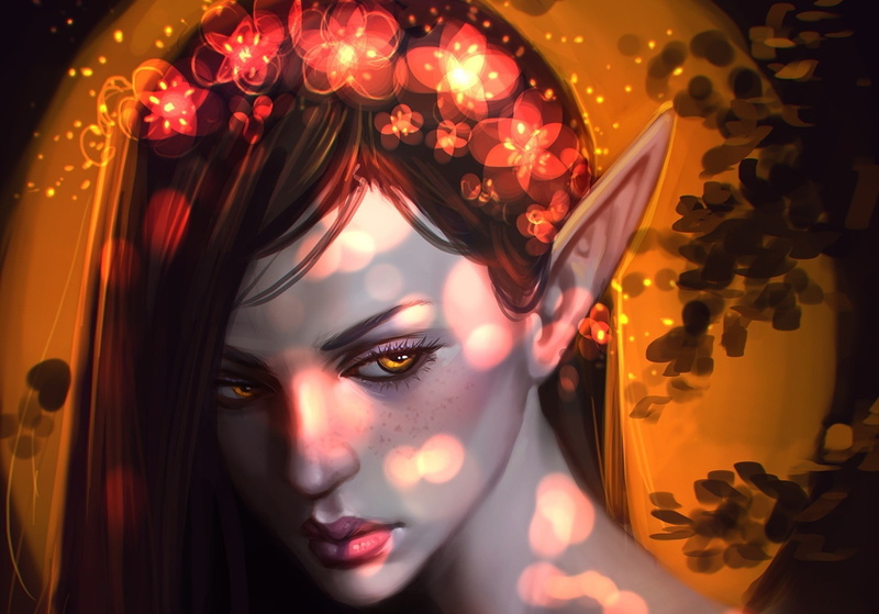 fantasy art, art, ears, fantasy, girl, long, illustration, hair, sharp, long hair, sharp ears, artwork, 1080P, female, elf