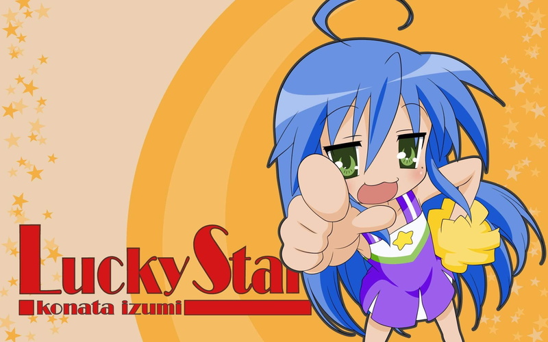 anime girls, communication, Izumi Konata, Lucky Star, anime, art and craft, multi colored, western script, cartoon, creativity, wall - building feature