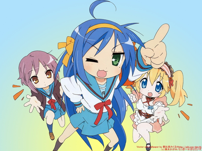 nature, vertebrate, 720P, facial expression, blue, blue hair, people, outdoors, Izumi Konata, anime girls, Lucky Star, men, anime, miniskirt, cartoon