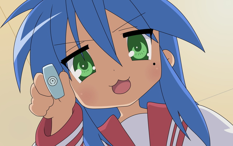 1080P, Lucky Star, anime girls, blue hair, anime, green eyes, Izumi Konata