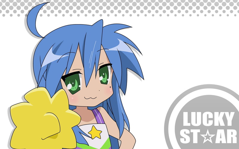 blue, symbol, art and craft, green eyes, computer icon, representation, nature, blue hair, anime, close-up, Izumi Konata, text, copy space, western script