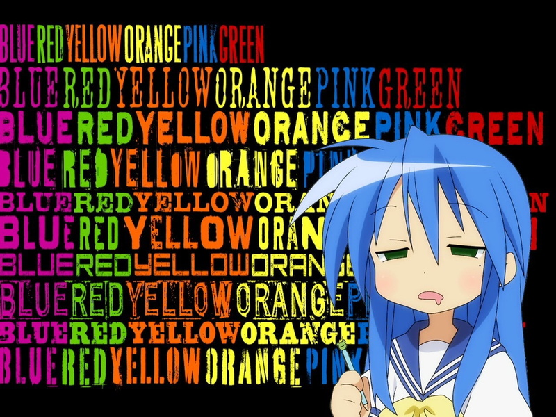 anime girls, 720P, typography, anime, Izumi Konata, Lucky Star, blue hair