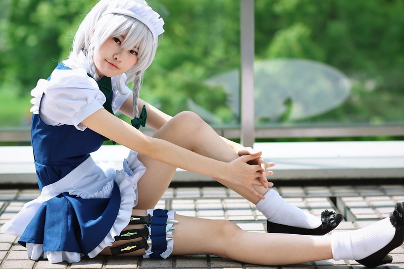 touhou, games, cosplay, hair, white, sakuya, asians, women, knives, band, bangs, izayoi, 720P, video, weapons, maids