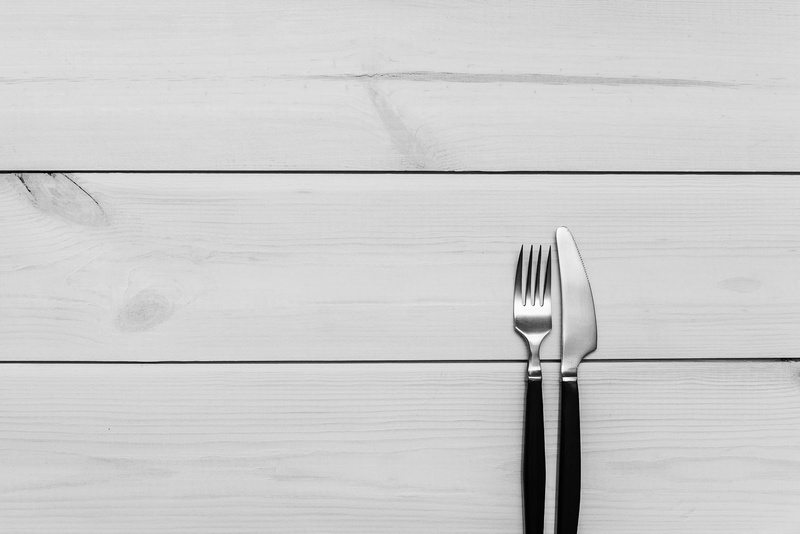 close-up, setting, gray, silverware, wood - material, metal, fork, wood grain, table, spoon, still life, eating utensil, no people, directly above, somplistic