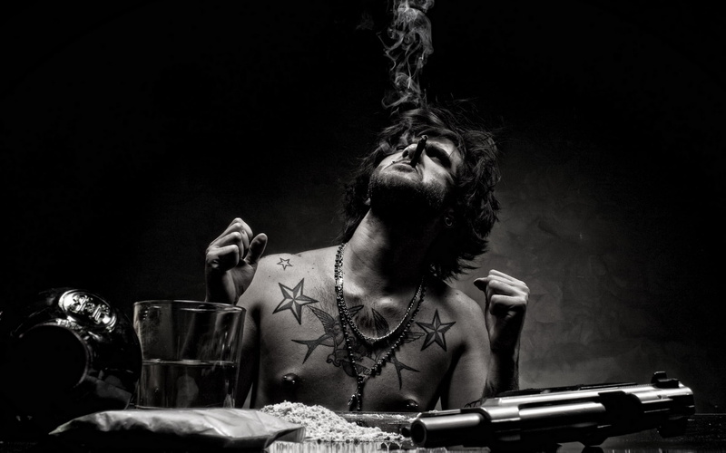 smoke, man, white, gun, male, 1080P, drink, vices, glass, black