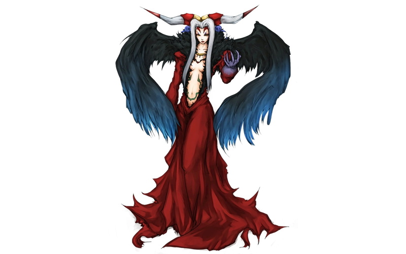 wings, white hair, art, viii, games, Claws, horns, hair, 720P, video, final fantasy viii, final, Navel, hd, white, fantasy