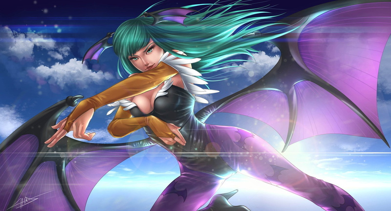 real people, young women, Darkstalkers, young adult, lifestyles, digital composite, full length, anime girls, leisure activity, Morrigan (Darkstalkers)