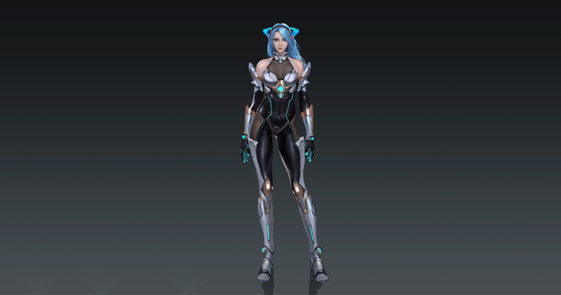 2K, Illustration, Girl, Figure, Style, Fantasy, Armor, Background, Cyber, Character, Art, Lei Deng