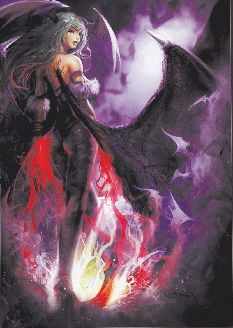 fantasy, painted, fear, digital composite, creativity, halloween, purple, Darkstalkers, Capcom, costume, one person, Morrigan Aesland, abstract, Plue (Artist)