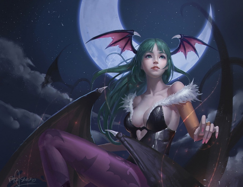video games, 720P, anime girls, Morrigan (Darkstalkers), Darkstalkers