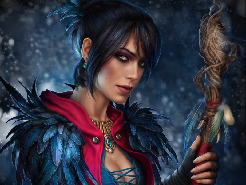 2K, Morrigan, Dragon Age, staff, look, girl