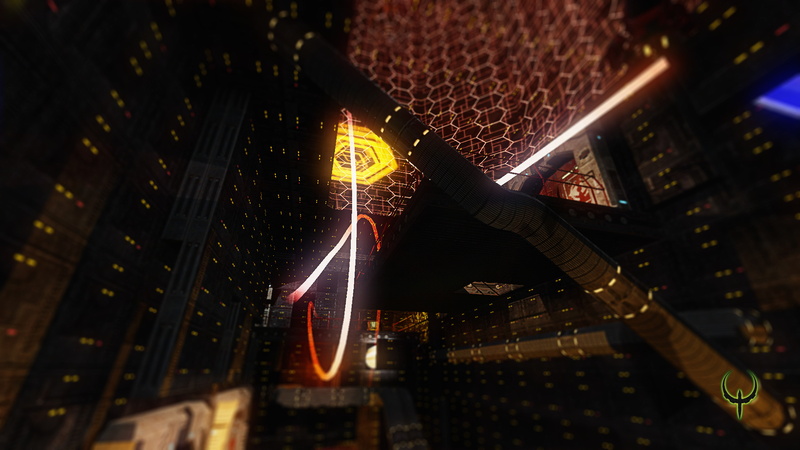 nature, modern, Quake 4, Nexus Core Level, building exterior, office building exterior, night, 4K, communication, light, nightlife, city, architecture