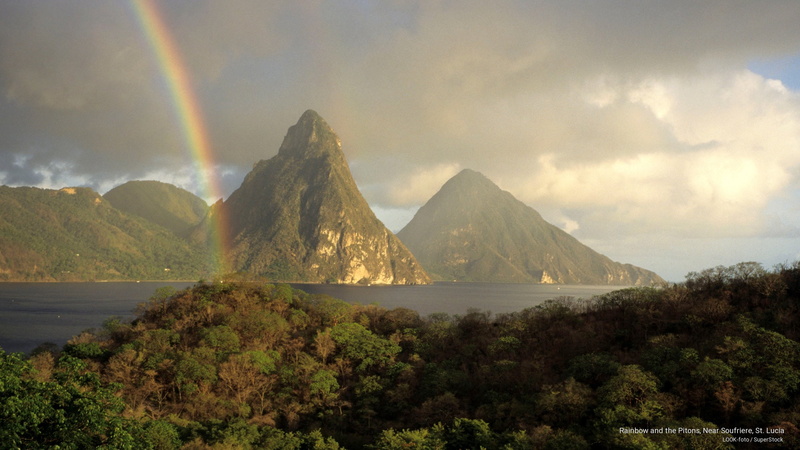 lucia, st, 2K, near, pitons, soufriere, rainbow, Islands