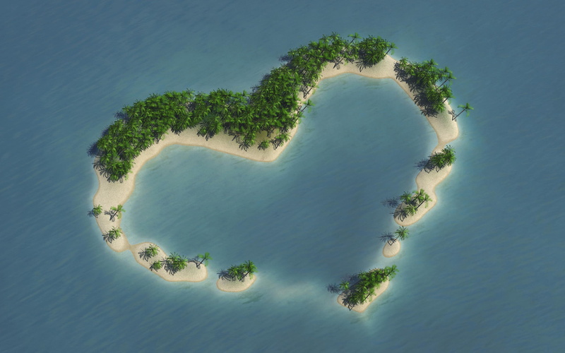 shape, royalty, love, heart, 2K, island
