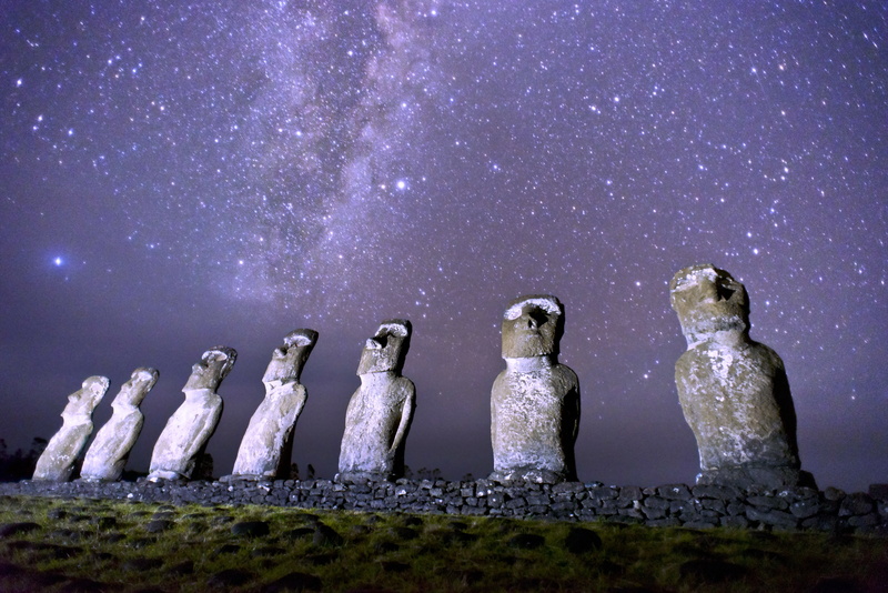 The Ancients, nature, night, stars, cold temperature, no people, creativity, in a row, sky, outdoors, blue, 5K, star - space, statue, snow, sculpture