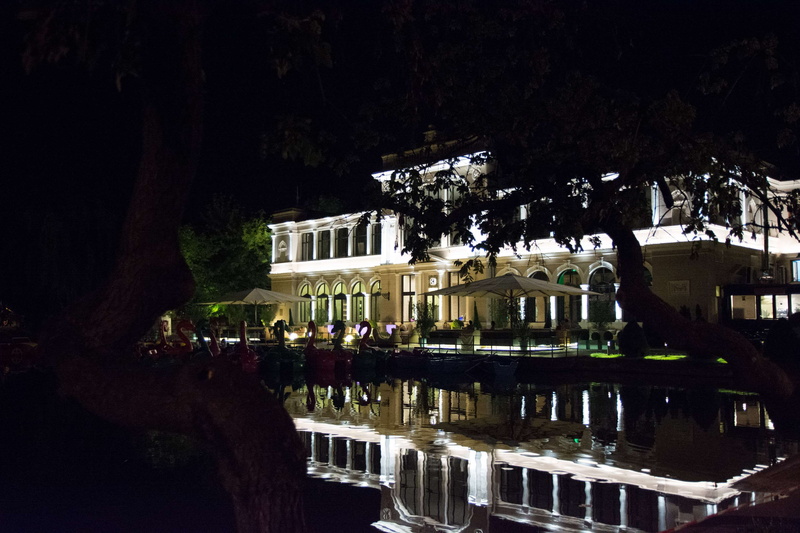 chios cluj at night, no people, built structure, lake, outdoors, house, water, waterfront, illuminated, architecture, 2K, city, night, nature, reflection