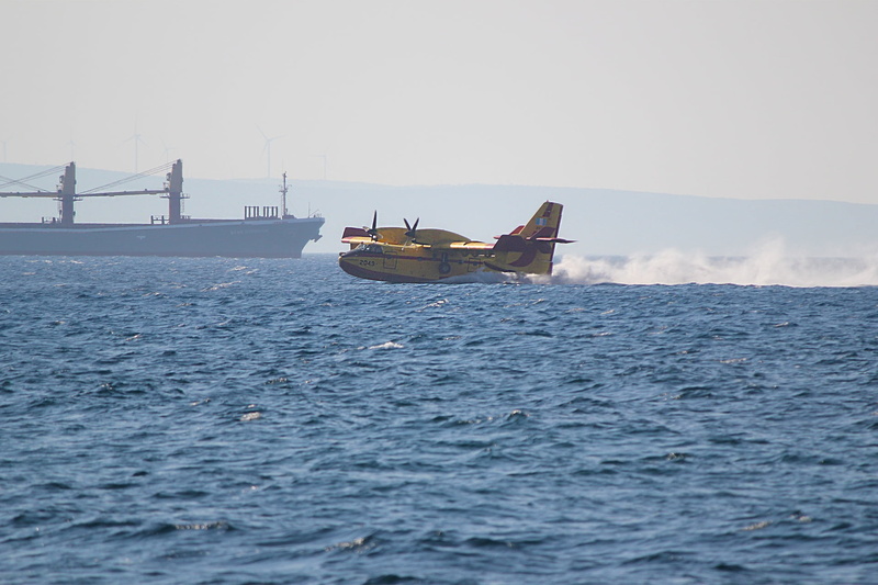 transportation, sea, nature, beauty in nature, accidents and disasters, landscape, canadair, travel, ship, greece, environment, nautical vessel, occupation