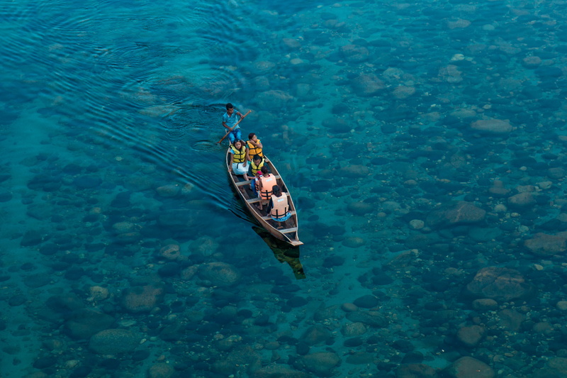 sailing, india, water, nature, blue, women, 5K, transportation, dawki, northeast, nautical vessel, real people, sea, scenics - nature, waterfront, turquoise colored