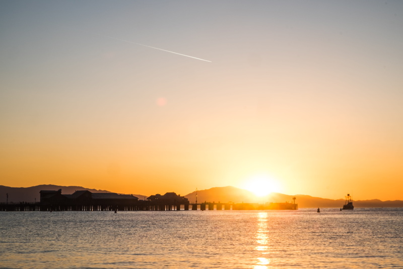 dawn, pier, scenics - nature, water, dusk, catalina island, no people, reflection, jetty, santa barbara, lens flare, cloud - sky, tranquil scene, nature