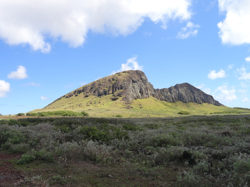 outdoors, mountain peak, Easter Island, land, remote, landscape, idyllic, scenics, nature, plant, moai, Rapa Nui, mountain, environment, scenics - nature