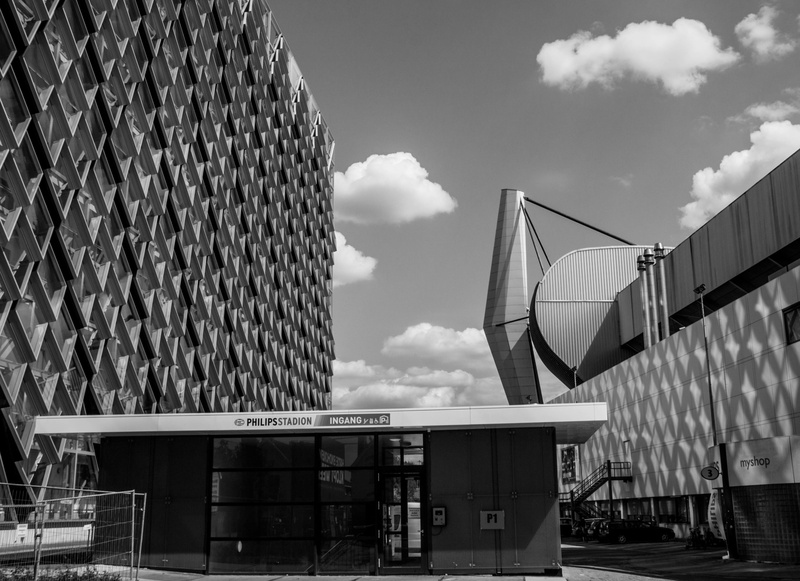 industry, noord brabant, office, financial district, day, building exterior, low angle view, outdoors, architecture, nature, modern, psv stadium, sunlight
