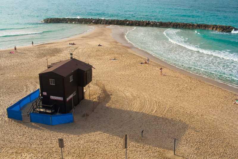 ocean, israel, beach, beauty in nature, tranquility, holiday, day, no people, scenics - nature, water, blue, outdoors, hut, sea, motion, shadow, seashore