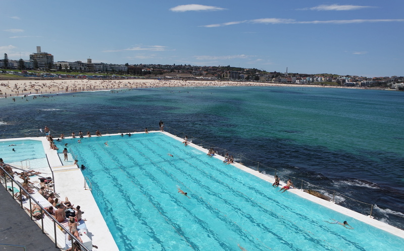 swimming pool, vacation, swimming, sea, group of people, sand, 2K, architecture, summer, day, sky, travel, beachfront, trip, scenics - nature, turquoise colored