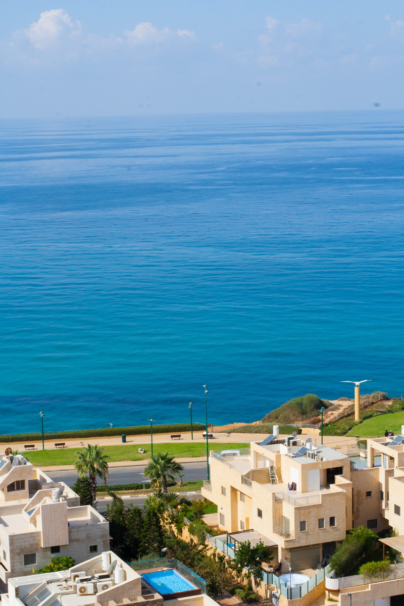 water, high angle view, nature, beachfront, condos, horizon over water, seascape, netanya, 4K, view, outdoors, horizon, sea, ocean, no people, seaside