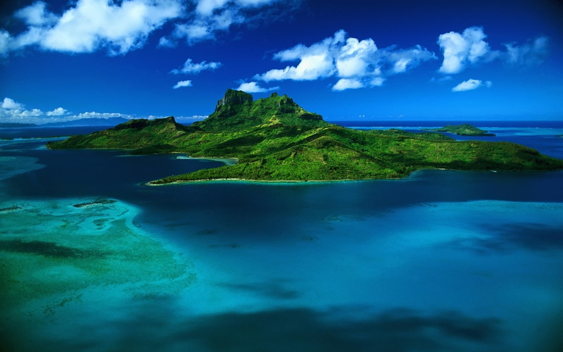 island, landscape, 1080P, gree, mauritius, sea, scenery, background, water, land