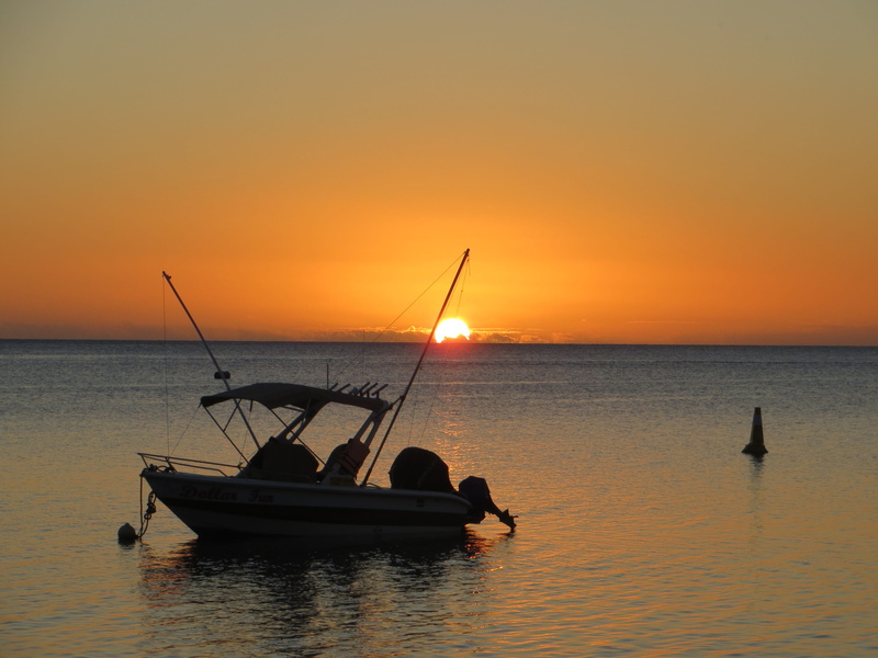 tranquility, mauritius, beauty in nature, sea, mode of transportation, horizon over water, silhouette, horizon, sky, fisherman, outdoors, scenics - nature