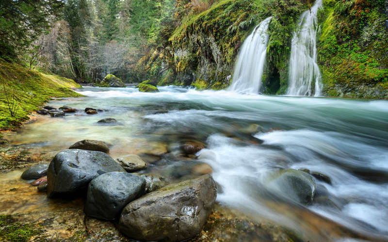 national, landscape, hd, oregon, forest, falls, creek, trough, mountain, willamette, 4K, cascade, rocky, salmon, stones, river, waterfall, rapid