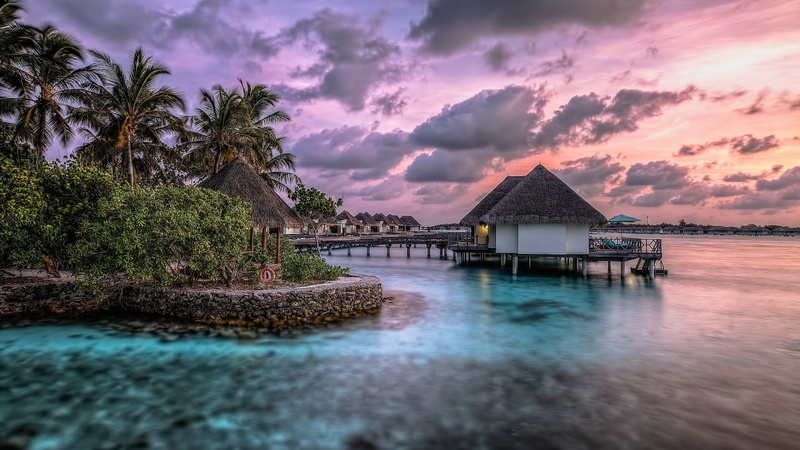 tropical climate, asia, exotic, architecture, sunset, evening, no people, building, plant, beach, nature, coconut palm tree, sky, beauty in nature, outdoors