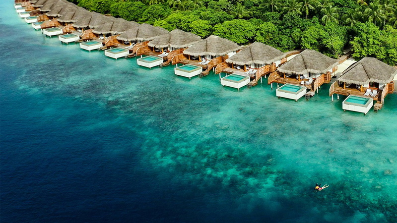 water, pool, thani, swimming, bungalows, kodhipparu, view, dusit, maldives, 1080P, grand, villas, park, aerial