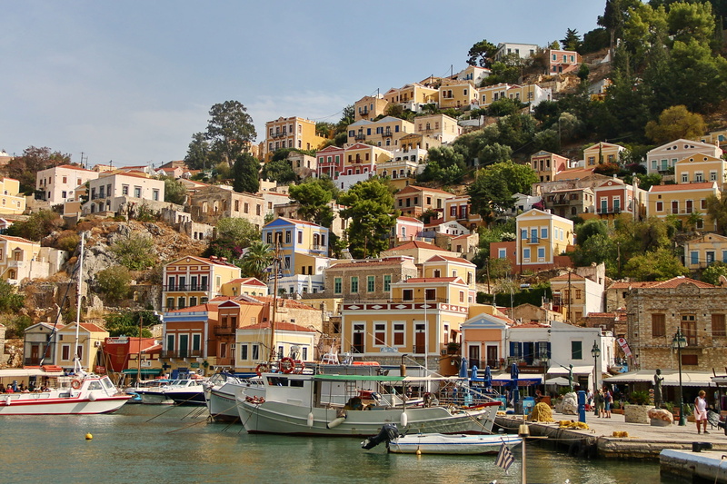 houses, aegean sea, town, canal, waterfront, panorama, water, mode of transportation, port city, coast, greece, building, building exterior, maritime, color