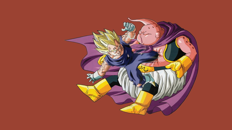 simple background, Vegeta, Dragon Ball, Majin Buu, 1080P, artwork, Dragon Ball Z