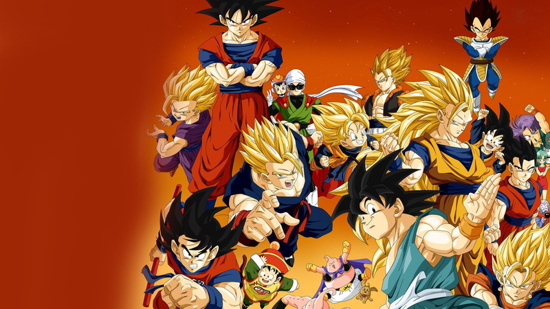 no people, sculpture, ball, male likeness, belief, Trunks (Dragon Ball), craft, religion, ornate, Dragon Ball, statue, Goku, Videl (Dragon Ball), multi colored