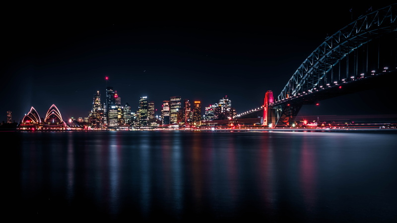 4K, city, night, Sydney