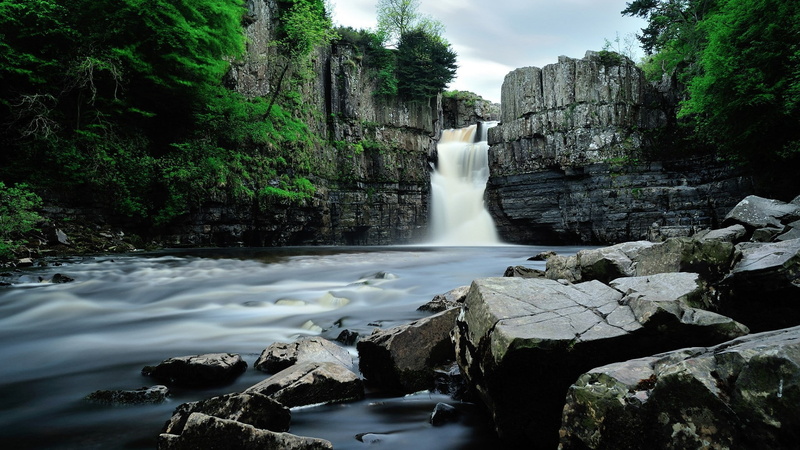 river, forest, nature, 1080P, hd, waterfall, rocks, stones