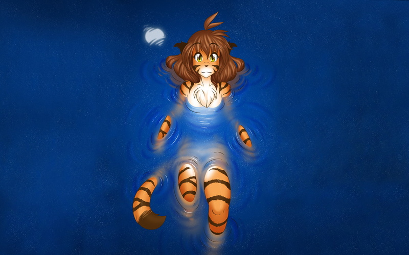 720P, human representation, art and craft, furry, Anthro, no people, animal wildlife, blue, indoors, colored background, orange color, blue background