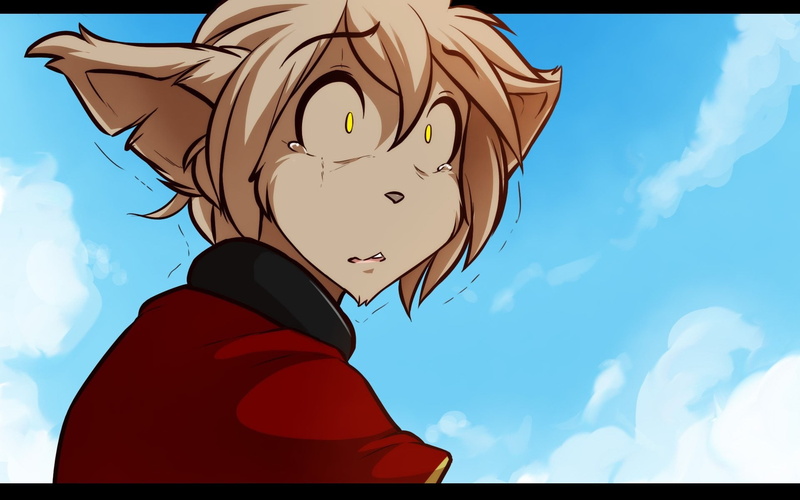 blue, low angle view, headshot, sky, furry, child, day, sunlight, real people, nature, Twokinds, rear view, 1080P, lifestyles, portrait, creativity, childhood