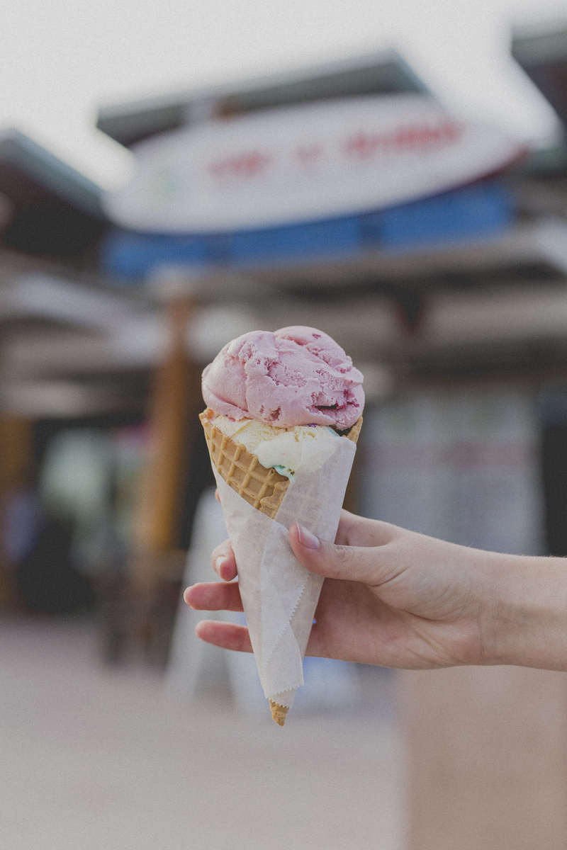 5K, human body part, holding, food, waffle cone, finger, ready-to-eat, cone, strawberry, cold - Temperature, unhealthy eating, snack, refreshment, ice Cream Cone