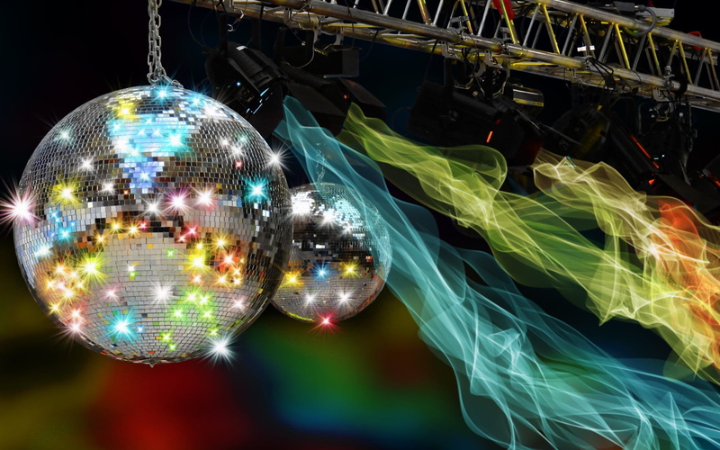 disco ball, illuminated, amusement park, club, party, mirror, ball, low angle view, light, disco, light - natural phenomenon, gray, nightlife, glowing