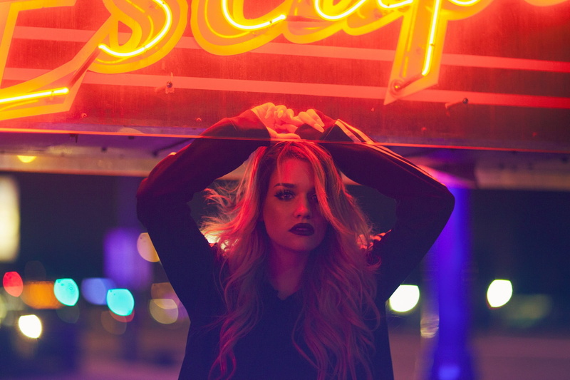enjoyment, nightclub, nightlife, neon, adult, young women, dancing, arts culture and entertainment, young adult, hairstyle, Ruby James, hands on head, hair